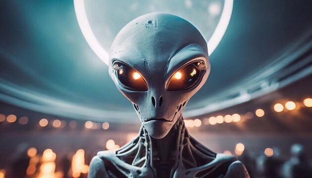  Sci-fi invasion spooky close up of an extraterrestrial