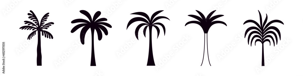 Poster vector logo design template with palm trees - abstract summer and vacation badge and emblem for holi