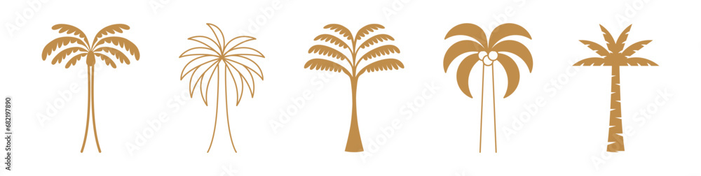 Poster vector logo design template with palm trees - abstract summer and vacation badge and emblem for holi