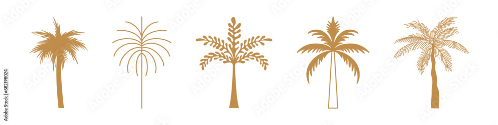 Poster vector logo design template with palm trees - abstract summer and vacation badge and emblem for holi