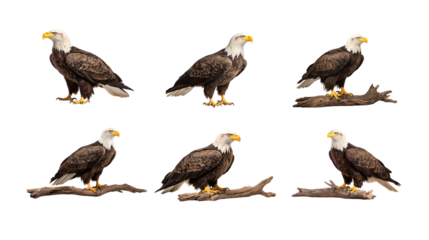 Collection of PNG. Bald eagle isolated on a transparent background.