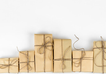 Recycled Paper Gift Parcels. Brown Gift Boxes.