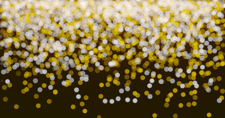 Defocused Lights Background. Abstract unfocused golden and white lights background 8k resolution.	