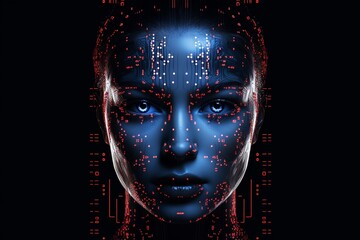 face hologram artificial intelligence pixel effect