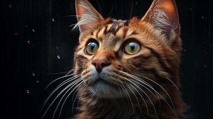 AI generated illustration of an orange tabby cat against a black background
