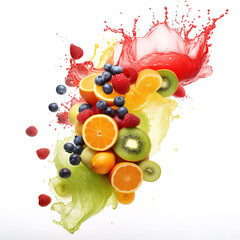 Spectacular Cascade of Fruit Juices and Berries in a Lively Splash - 682200808