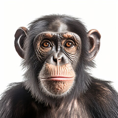 Close up of chimpanzee isolated on white background
