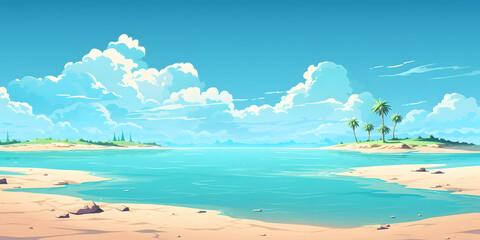 Island beach landscape vector background