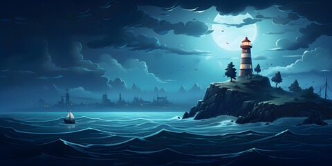 Lighthouse island vector background