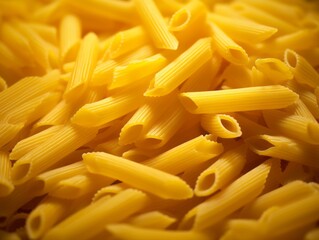 Pasta Poetry: A Macro Symphony of Penne Elegance, Textured Euphony Unfolding Against a Canvas of Culinary Artistry Illustration Generative AI