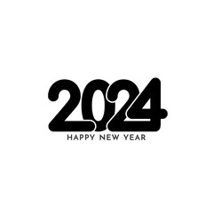 Happy new year 2024 creative text design white background