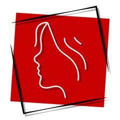 girl silhouette red banner in frame. Vector illustration.