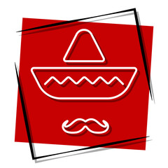 hat sombrero red banner in frame. Vector illustration.