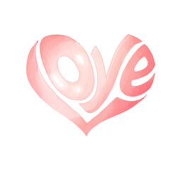  love text pink heart shape