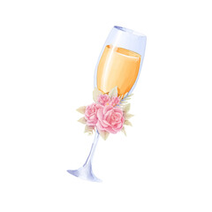 champagne and flower watercolor isolated illustration © Atamun