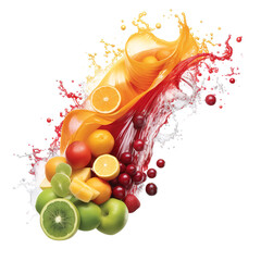 Citrus and Berries Cascade: A Vivid Juice Splash Art - 682207465
