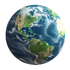 render of Planet Earth Transparent water, shaded relief, natural colors and clouds coverage. World...