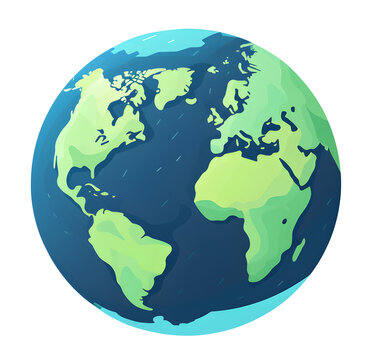 Cartoon planet, Earth, world, globe, global, geography, map, sphere, vector icon Transparent isolated background. 