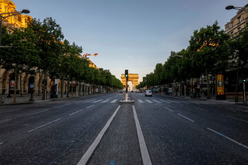 The Champs Elysees & Ark of Triumph, Paris, France during the May 2020 lockdown.