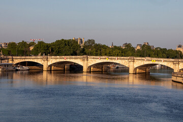 Fototapeta na wymiar Seine river and bridge, Paris, France.