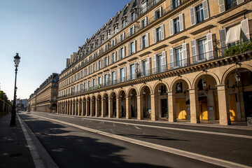 Fototapeta na wymiar Paris, France. Rivoli street during the May 2020 lockdown.