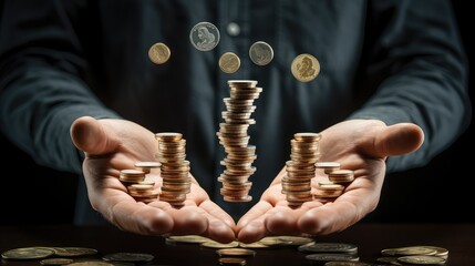Financial balance photo realistic illustration - Generative AI.