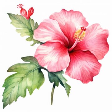 Radiant Hibiscus Flower Watercolor Illustration