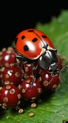 Fototapeta premium ladybird on a leaf