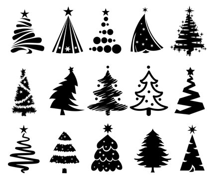 tree silhouette collection christmas clip art holiday decor