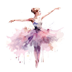 watercolor ballerina with splash color , dancing girl with Watercolor dress, splash watercolor, vector ballerina, vector beautiful dancing girl - obrazy, fototapety, plakaty