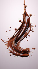 Chocolate drizzle piece of chocolate with a drizzle of melted chocolate cascading down its sides, presented on a clean surface created with Generative Ai
