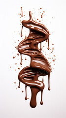Chocolate drizzle piece of chocolate with a drizzle of melted chocolate cascading down its sides, presented on a clean surface created with Generative Ai