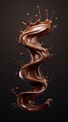 Chocolate drizzle piece of chocolate with a drizzle of melted chocolate cascading down its sides, presented on a clean surface created with Generative Ai