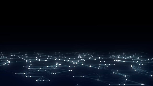 Technology blue perspective grid in infinity. Abstract digital wireframe floor with lines. Dark wave in digital background. Flooring illustration. Analysis a network connection. 3D rendering.
