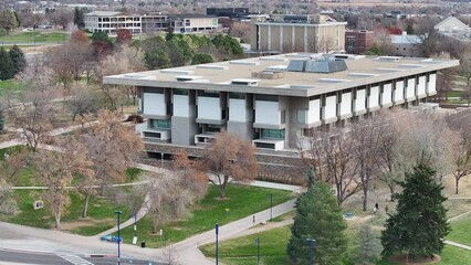 Library James A Michener at the University of Northern Colorado drone flight