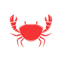 Red crab front view isolated on white background of cartoon simple illustration, seafood restaurant logo minimal style design.