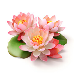 lotus flower isolated on white, pink water lily flower