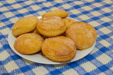 shortbread cookies on a plate, delicious soft homemade cookies on the table