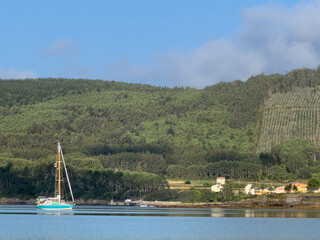 Coastal landscape-  Sailboat - Spain