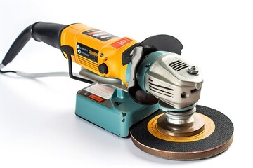 Fototapeta premium Angle grinder machine isolated on white background. generative a