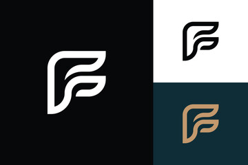 letter f monogram vector logo design - obrazy, fototapety, plakaty