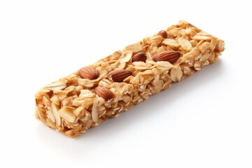 Oat and nut bar isolated. Healthy snack
