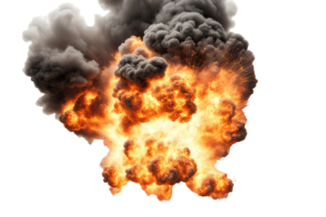 a high quality stock photograph of a single fire explosion isolated on a white background