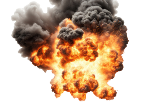 a high quality stock photograph of a single fire explosion isolated on a white background