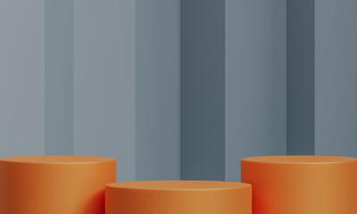 Realistic orange 3D stand or podiumAbstract minimal scene for mockup products display.Orange circle podium display product stage 3d