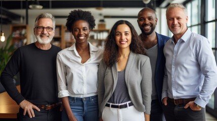 Diverse interracial business team, people diverse group looking at camera. Happy smiling multi-ethnic office worker startup crew photo.Good job, success project and businesspeople partnership concept - Powered by Adobe