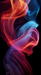 Naklejka premium dramatic smoke swirls in different colours on a black background created with Generative Ai