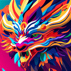 Colorful dragon head in abstract style. Vector illustration for your design