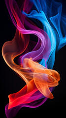 Obraz premium dramatic smoke swirls in different colours on a black background created with Generative Ai