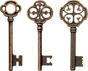 Old key set transparent background PNG clipart